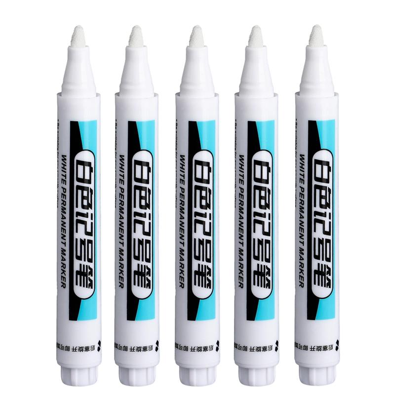 1-20Pcs White Permanent Marker Pens 0.7/1.0/2.5MM Markers Paint Pen For Plastic Leather Glass Stone Metal Art Painting Supplies