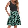 Women's Summer Fashion Casual V-neck Pleated Patchwork Vintage Floral Print Sleeveless Pocket Vest Dress