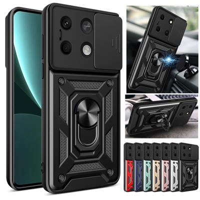 Armor Case For Xiaomi Poco X6 Pro C65 C40 M6 M5 F5 X5 X4 F4 GT Cover Lens Protection With Ring Magnetic Holder Coque Fundas
