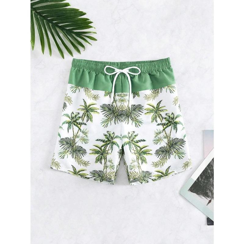 Men's 3d Coconut Tree Printed Swimsuit Swimming Shorts Summer Soft And Breathable Polyester Beach Shorts Surfing Shorts