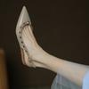Spring and Summer Rivet Tip One-word Buckle Flat Shoes Bag Head Flat Heel Leather Willow Shoes Cool Slippers Women's Outer Wear