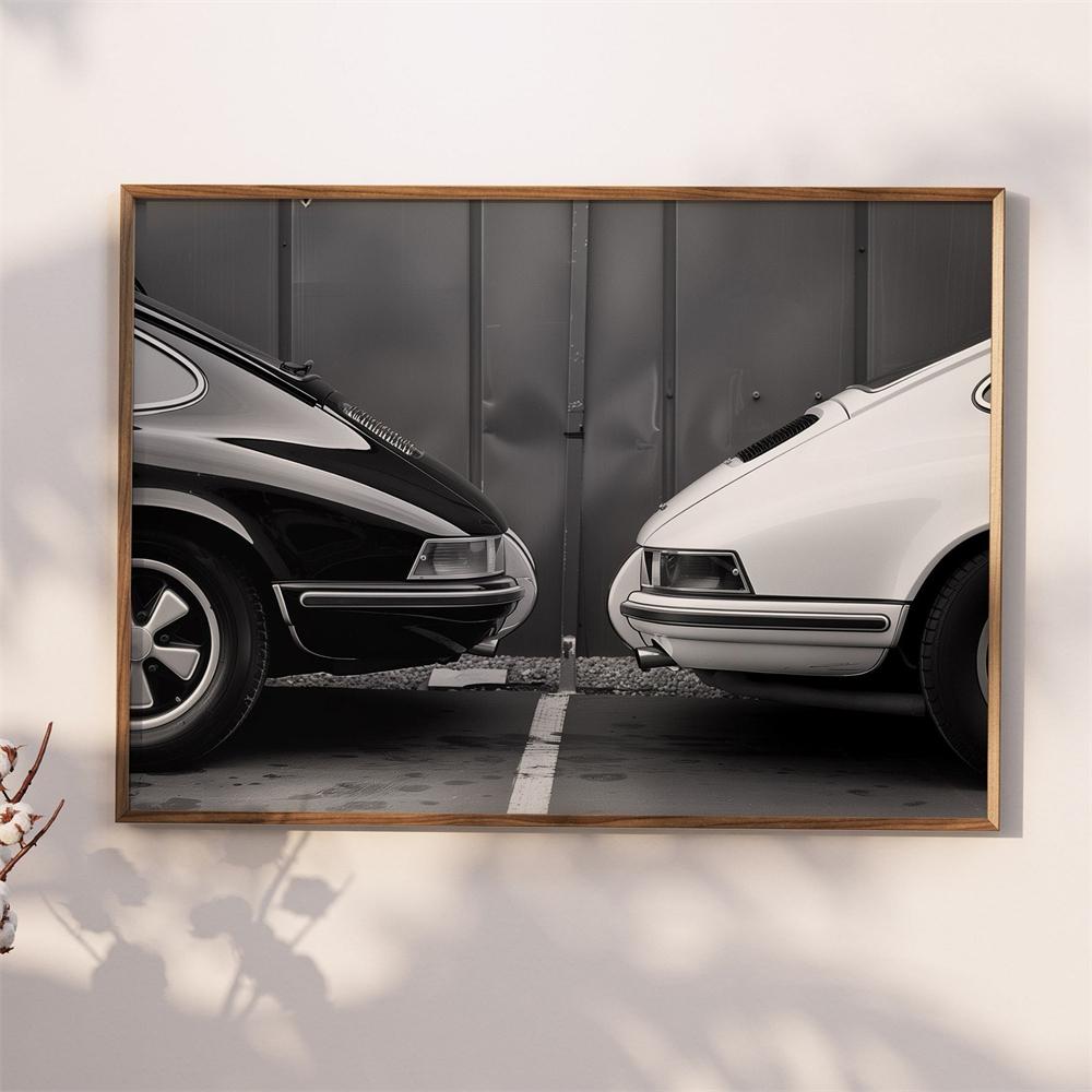 Vintage Schwarz-Weiß-Sportwagen-Fotodruck Moderne Schlafzimmer-Wanddekoration Auto-Poster Schwarz-Weiß-Sportwagen-Leinwanddruck