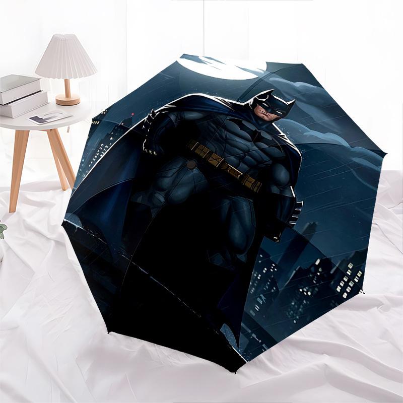 1pc Batman Night Automatic Folding Umbrella - Compact 8-Rib Design, Durable Plastic & Iron1189L