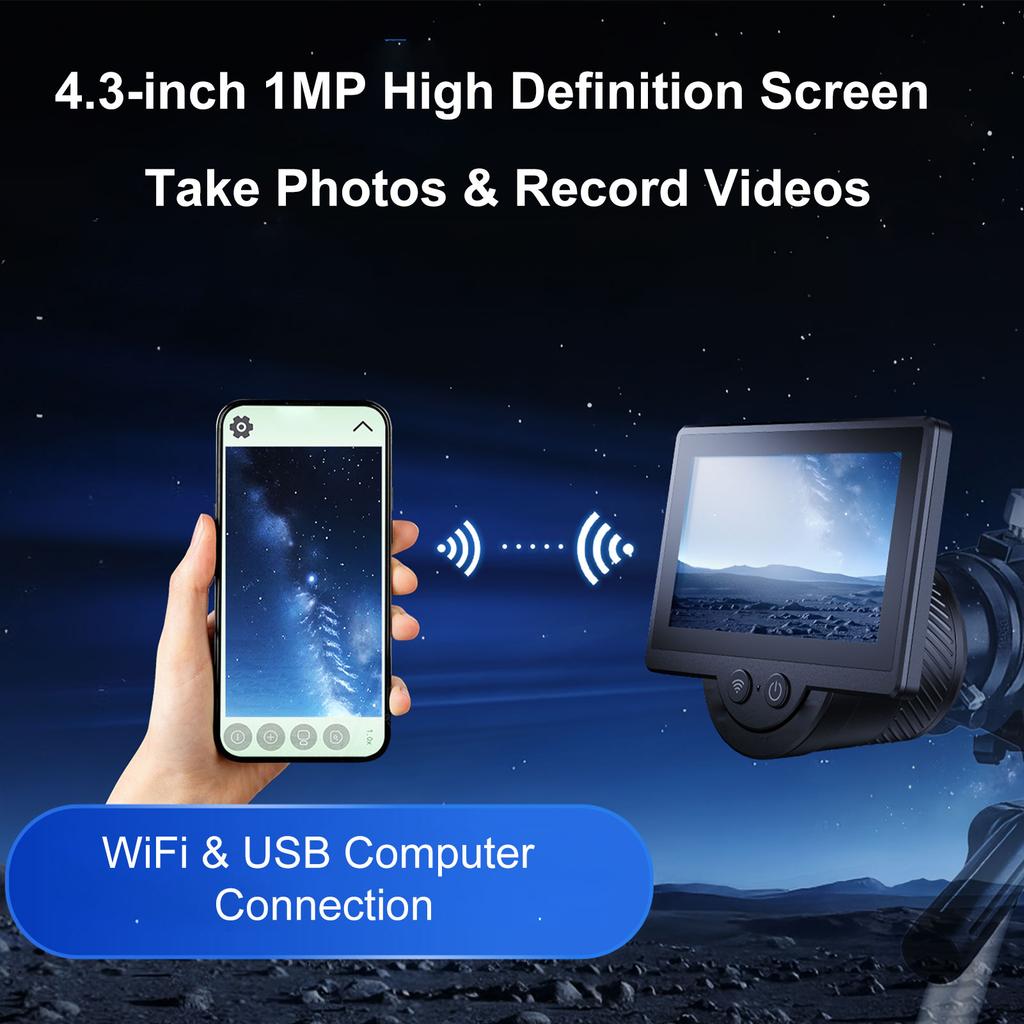 WiFi Electronic Eyepiece 4.3 Inch Display Telescope Camera for Telescope Microscope Compatible with 1.25 2 Inch