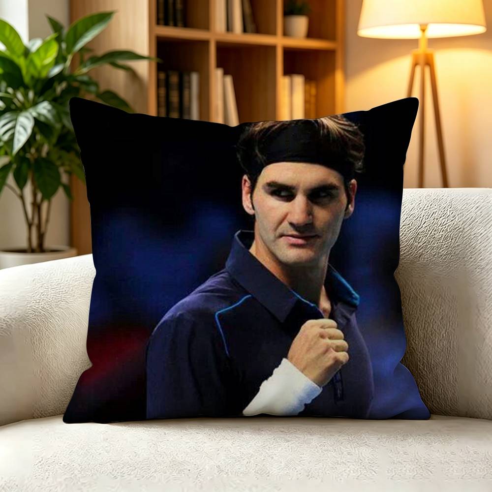 TTennis Legend Roger Federer Square DoubleSided printed Pillow Case Bedroom Bedside Pillow Sofa Cushion Cover