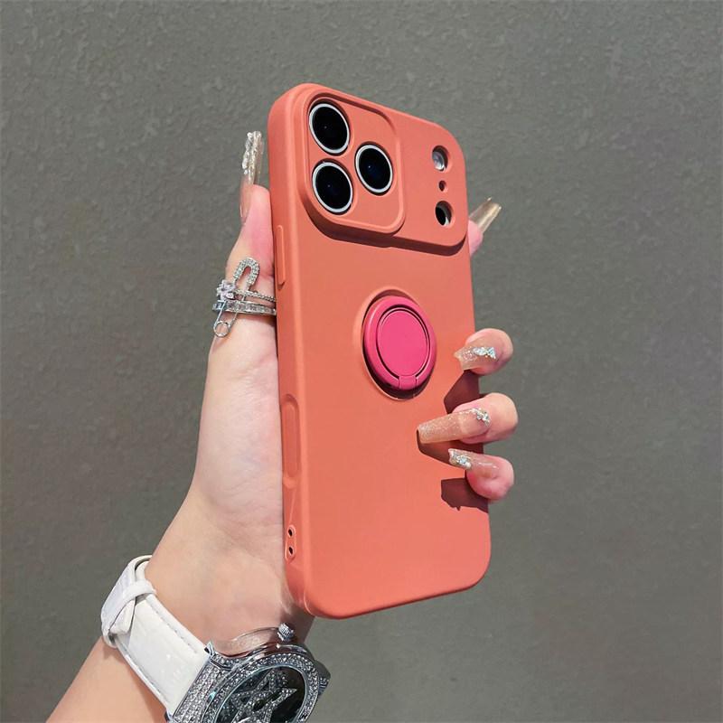 With Ring Holder Stand Shockproof Phone Case For iPhone 17 Air 16e 15 14 13 12 11 Pro Max Plus Xs XR Mini Matte Silicone Soft Back Cover