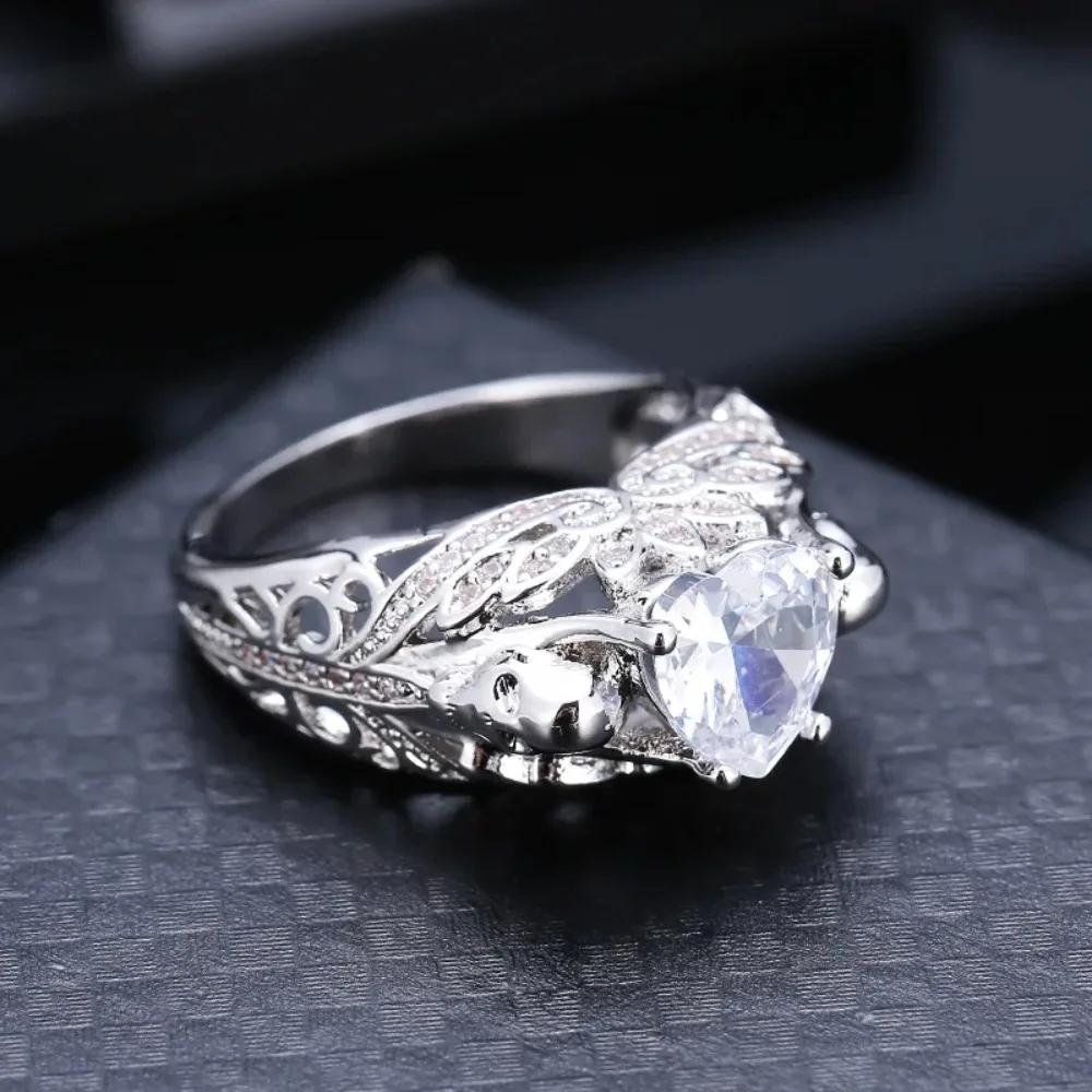 Gothic Skull Ring Blue Cubic Zirconia Crystal Punk Women's Jewelry Gift