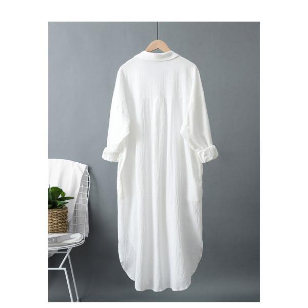 WTEMPO Women's Shirt Solid Color Top Medium Long Loose Shirt Long Sleeve Large Size Top Spring and Autumn