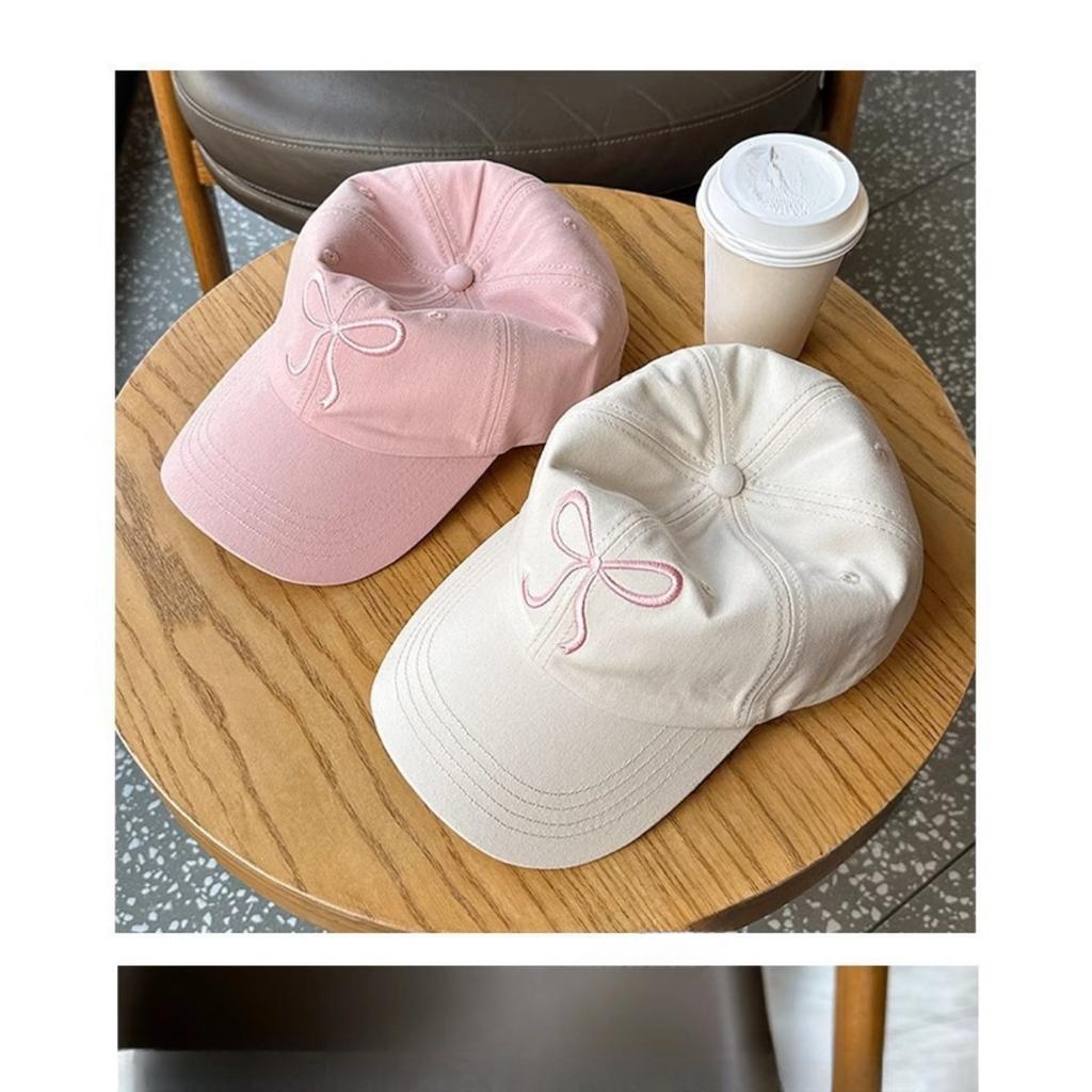 Șapcă de Baseball Coreeană, Fundă pentru Fete, Dulce, Drăguță, Pălărie Roz Romantică, Șapcă Versatilă cu Cozoroc Moale