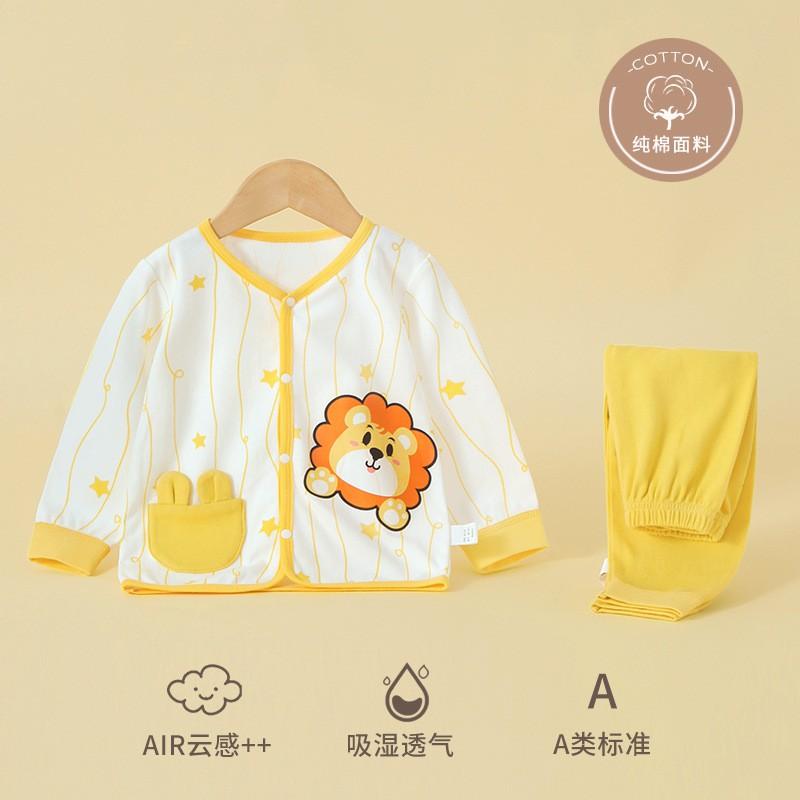 Soft Cotton Baby Pajama Set Toddlers Boys Girls V-Neck Long Sleeve Sleepwear Winter