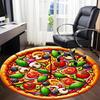 1pc Pizza Print Chair Carpet for Office, Round Polyester Mat, Indoor Decor for Office, Easycare Fabric, Washable Non-slip Area Carpet