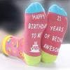 Festival Jacquard Socks with Blessing Letters Soles for Women Men Teens Aged 18 to 21 Cotton Birthday Party Hosiery