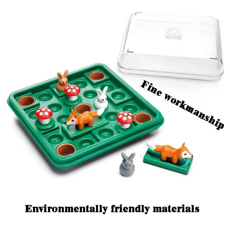 Cute Children Brain Development Toys Bunny Bouncing Game Kids Puzzle Board Checkers Toy Rabbit Fox Moving Strategy Tabletop Gift