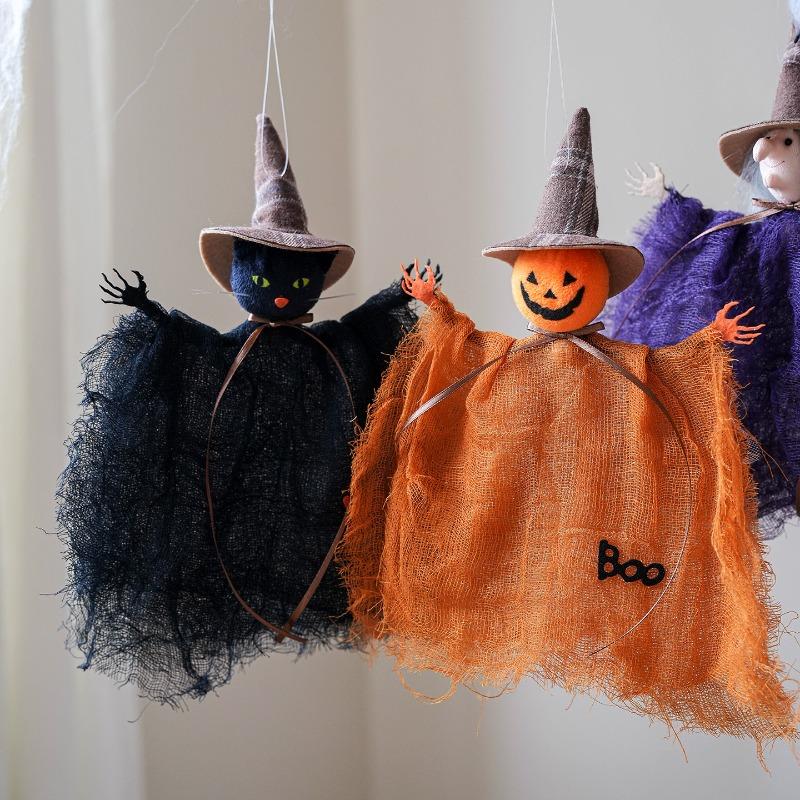 Multicolor Halloween Hanging Decoration Ghost Witch Scene Dress Up Drop Ornament Cartoon Pumpkin Hanging Pendants Party Supplies