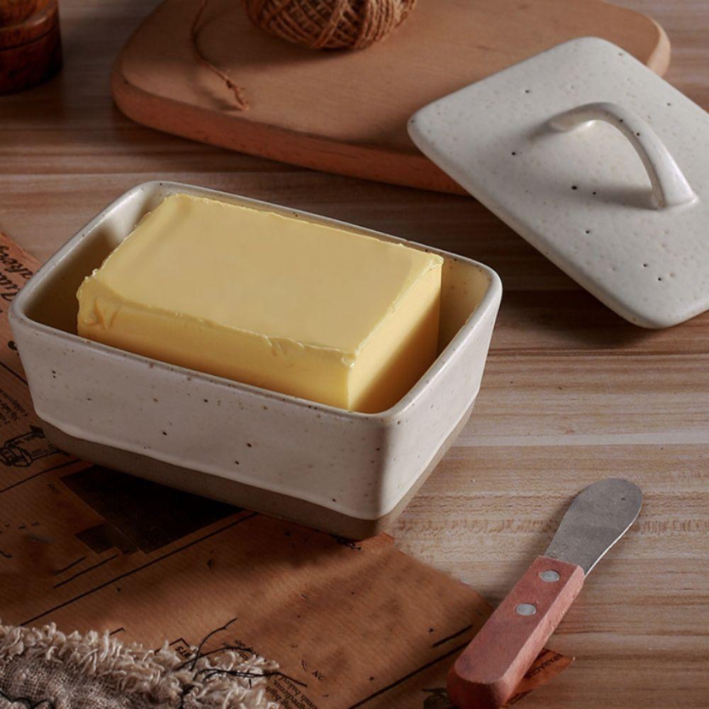 Anti-odor Butter Dish Rectangular Cheese Storage Box Simple Vintage Ceramic Butter Box  Bread