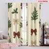 2pcs,2D Plane Printing Print Curtains Christmas Trees Bows (2) Polyester Easy Install (without Rod) Room Decor Perfect for