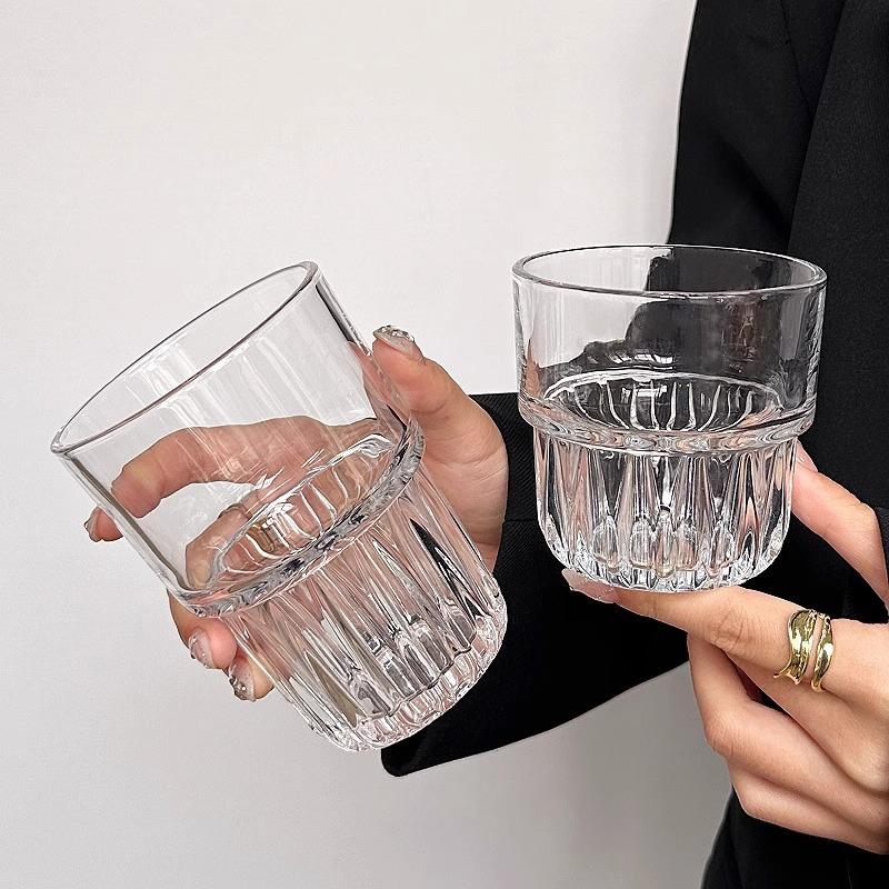 Glass Coffee Cup Ice American Style Cold Brew Latte Latte Glass Cup Minimalist Beverage Juice Flower Tea Cup
