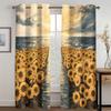 3D Oil Painting Sunflower Ocean Curtains Blue Sky Sunrise Bedroom Living Room Balcony Kitchen Decorative Curtains 2 Panels