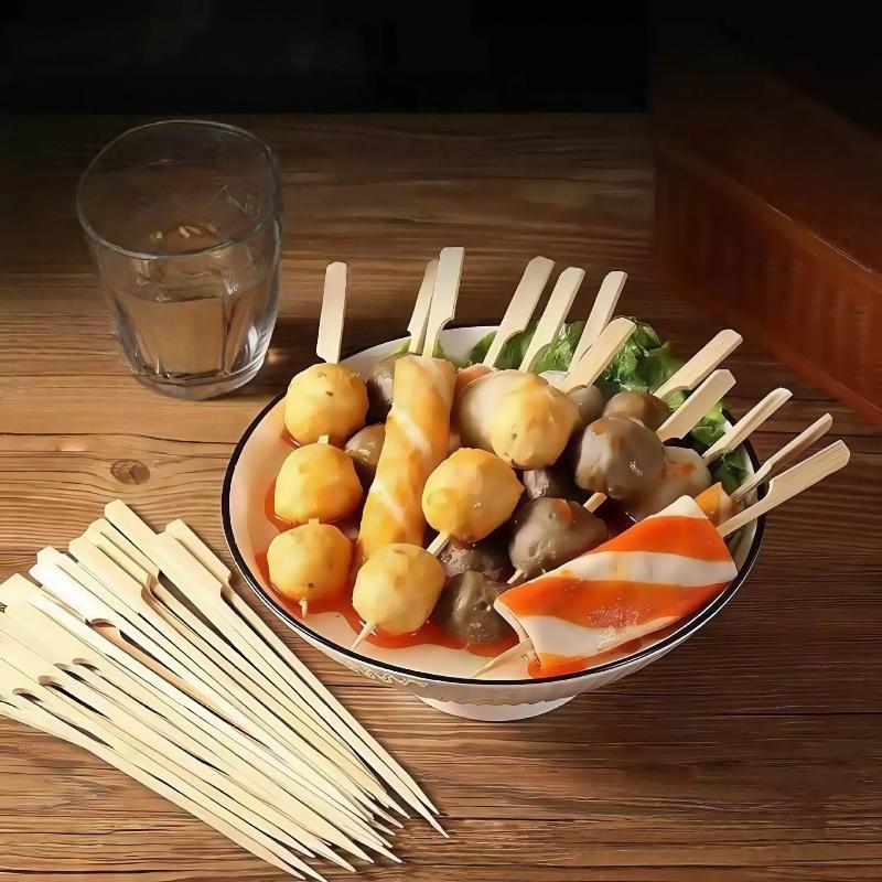 100Pcs Barbecue Tools Disposable Bamboo Sticks Natural Bbq Bamboo Skewers Home Grill Accessories Camping Party For Kabob Fruit