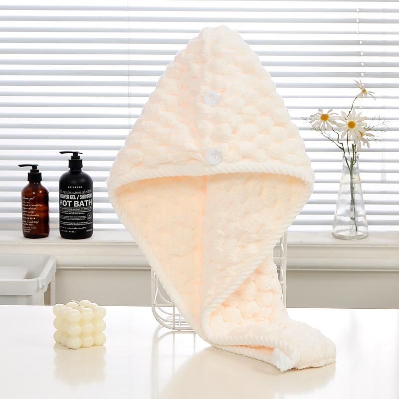New polyester brocade coral fleece cloud grid shower cap shampoo dry hair towel, household absorbent dry hair cap bag head towel