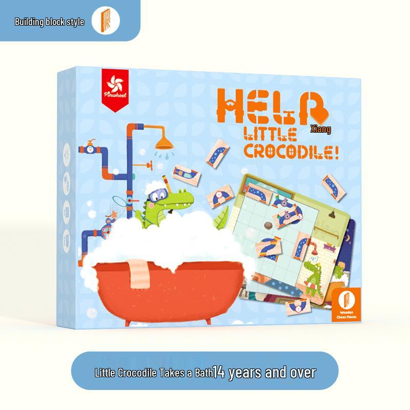 Pinwheel Little Crocodile Bath Educational Tabletop Game - Children s Water Pipe Connection Toy for Early Learning.