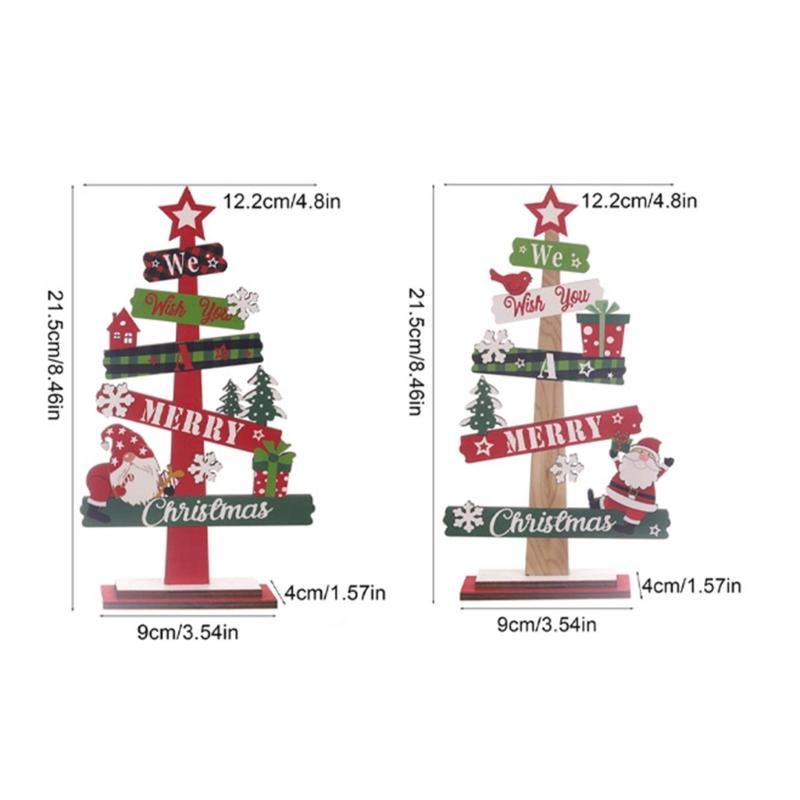 Festival Wood Christmas Decorations Christmas Tree Crafts Tabletop Centerpieces for Indoor Home Shops Decorations