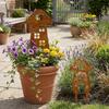 Mushroom House-Shaped Mushroom Garden Inserts Metal Rusty Mushroom Plaque  Courtyard Balcony
