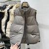 Winter Herbst Damen Kurze Daunen Baumwolle Weste Jacken Locker Ärmelloser Mantel Warmes Tanktop Weste Weibliche Oberbekleidung Tops