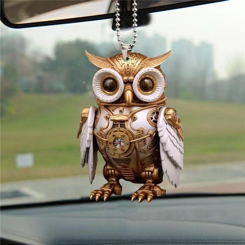 Owl Car Interior Decoration Pendant Acrylic Flat Car Rearview Mirror Jewelry Pendant Keychain Pendant