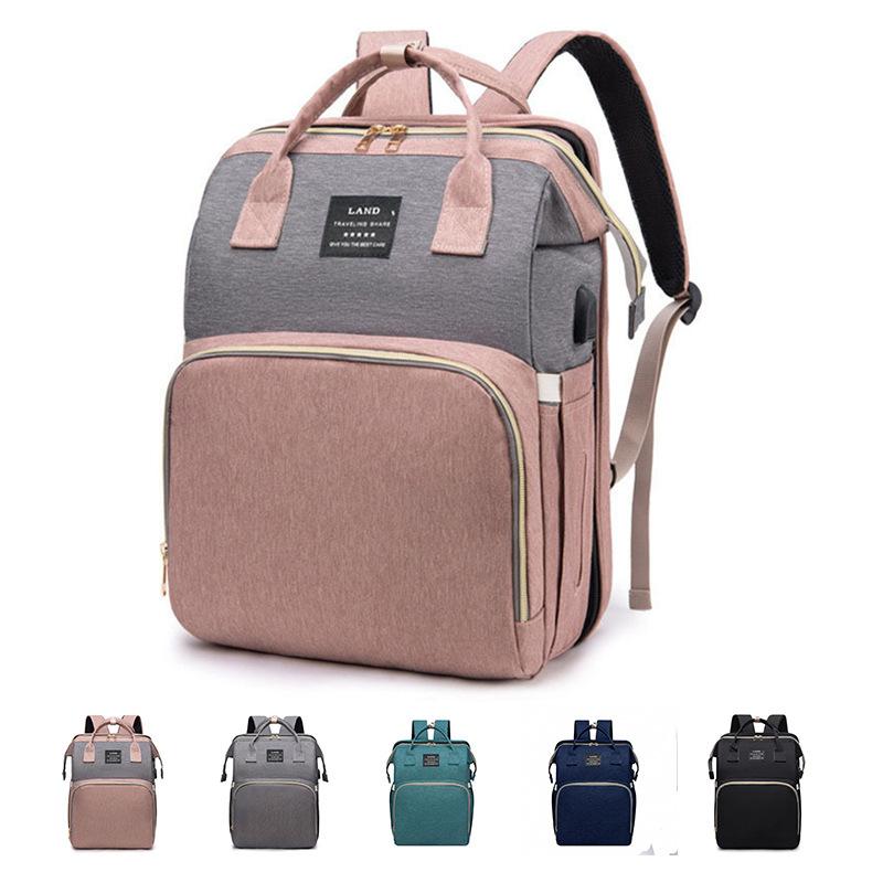 Multi-functional folding bed, simple and portable outdoor insulated baby bottle storage bag, large-capacity mother and baby bag