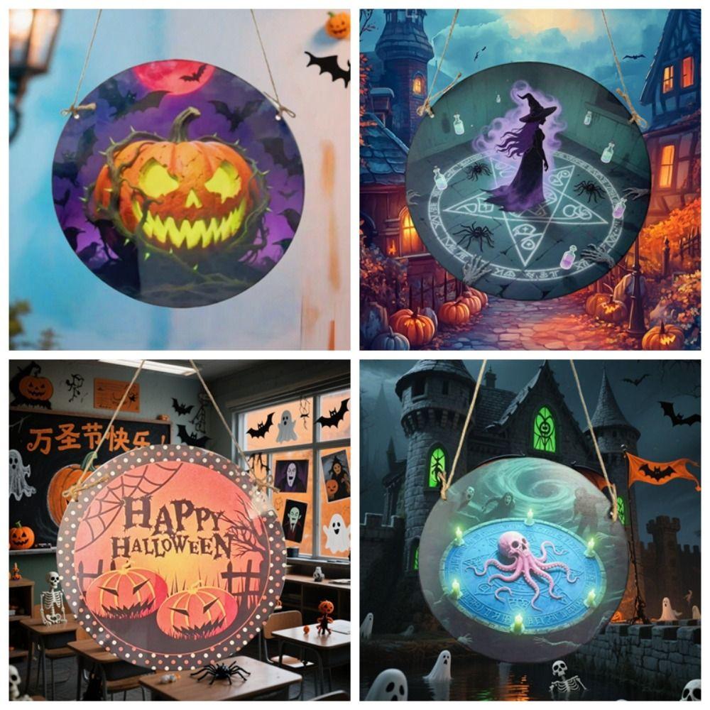 Wooden Halloween Door Hanging Pendant Pumpkin Horror Party Props  Home Decoration
