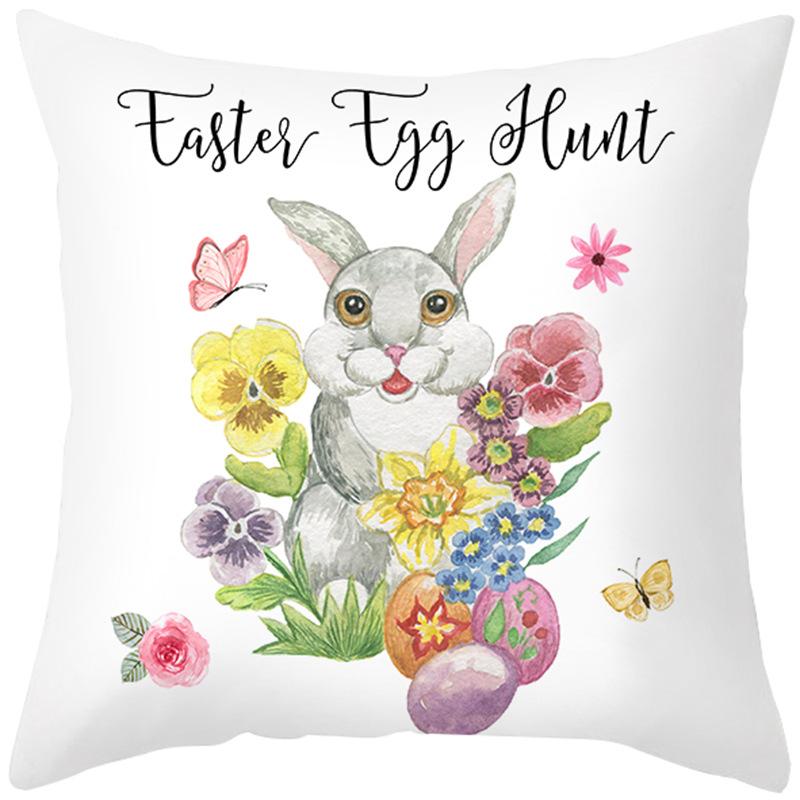 Cute Cartoon Rabbit Easter Pillow Cover New Sofa Cushion Cover Peach Leather Velvet Head Pillow Cover Premium Durable