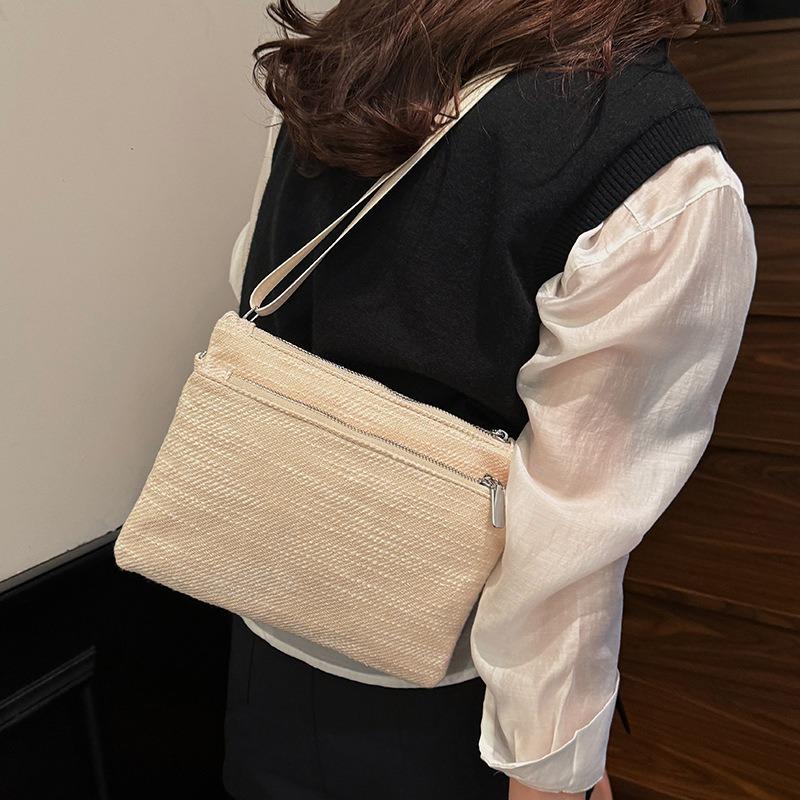 Canvas clutch bag women's new simple trend casual fashion solid color shoulder crossbody small square bag women