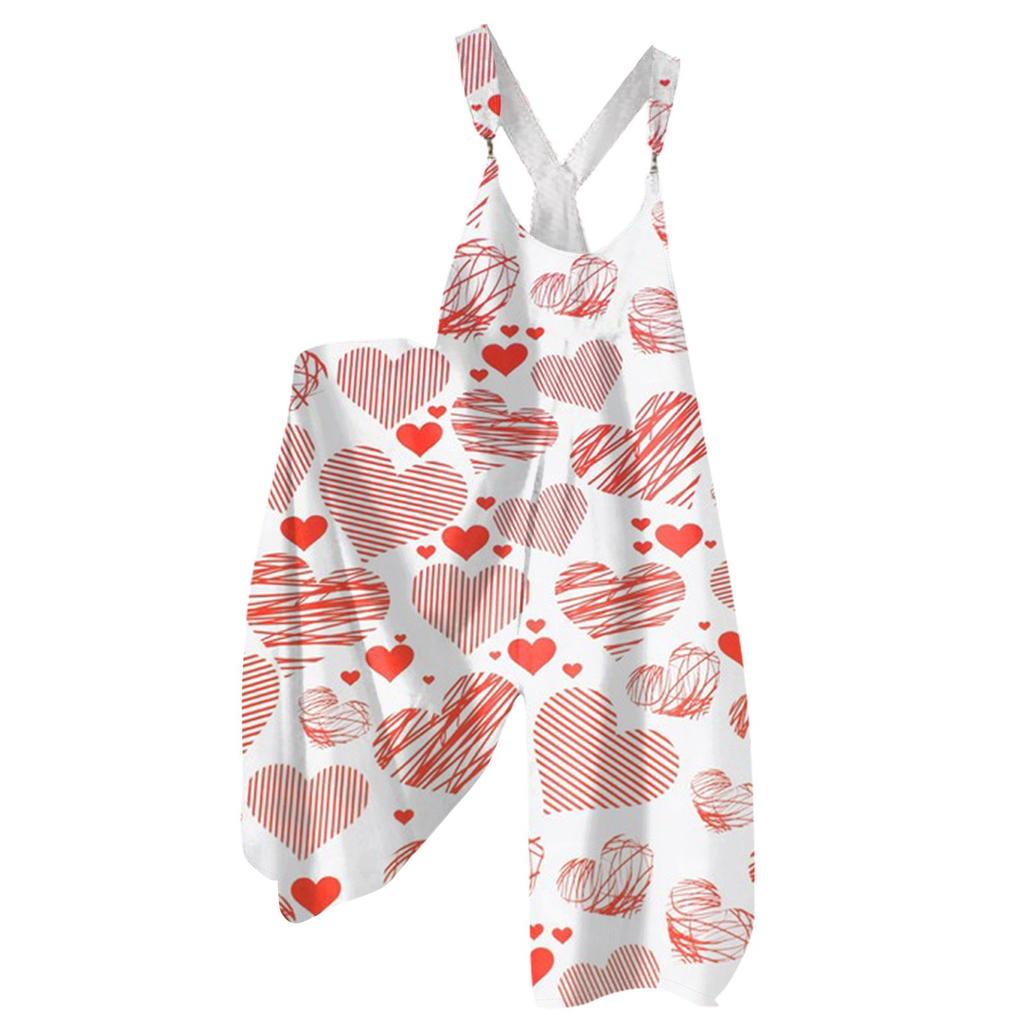 Moda Damska ul. Patrick Print Casual Luźny Kombinezon z Szerokimi Nogawkami