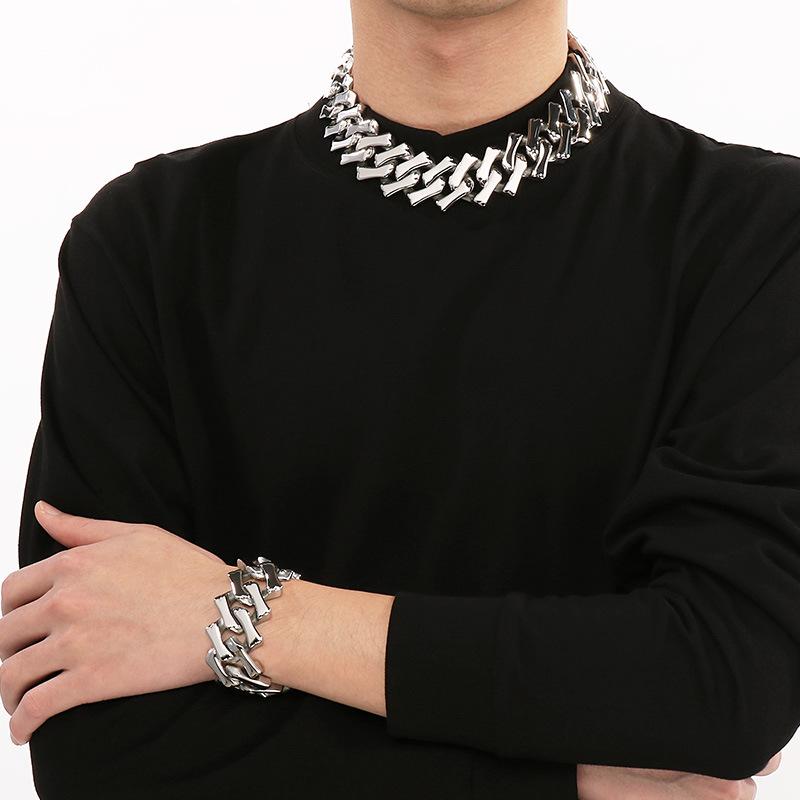 Titanium Steel Jewelry, Atmospheric Hip Hop 32Mm Thick Rhombus Cuban Chain Ladies Bracelet Boys Premium