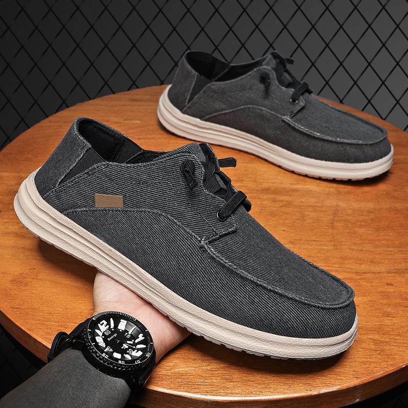 S Zuhause mit dem gleichen Riemen Canvas-Schuhe Herren Übergröße Slipper trendige Canvas Flachboden Freizeitschuhe Herren Spot