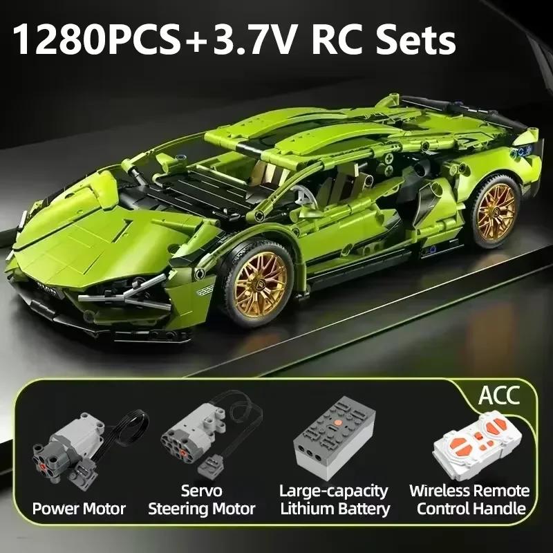 Technical 1:14 1280PCS/1314PCS Building Blocks Race Car Static Model Or Remote Control RC Cars Motor Kits Version Optionals Toys