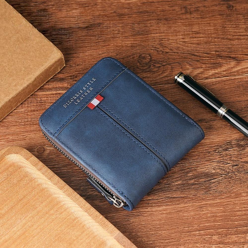 Herren Kurze Geldbörsen PU Reißverschluss Münzfach Faltbare Business Geldbörsen Lässige Clutch Tasche Geldklammer Geschenk Multi-Karten ID Tasche Kartenhalter