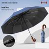 Pu Lian Automatic Solid Wood Curved Handle Sun/Rain Umbrella