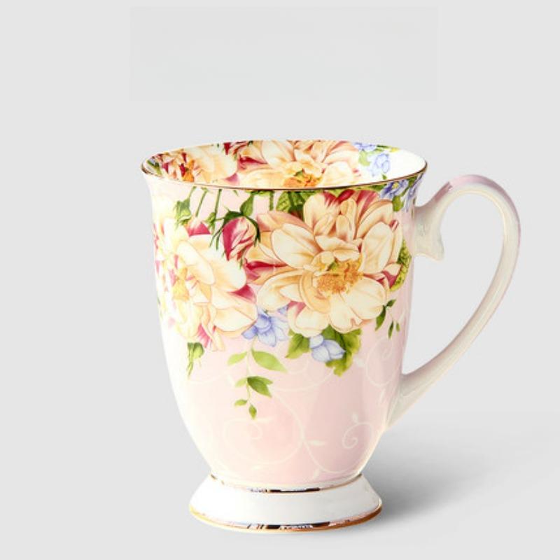 Kreativer Europäischer Keramikbecher mit Deckel Große Kapazität Knochenporzellan Wasserbecher Frühstückstasse Milchkaffeetasse Leichter Luxus