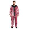 Clown Costume Red And White Vertical Striped Loose-fitting Outfit With Pleated Top Pants Adult Prank Costume Halloween Costume