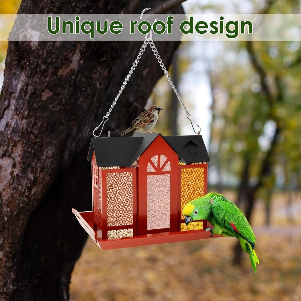 Metal Wild Bird Feeder Large Capacity Bird Feeding Station Hanging Bird Feeder  Outdoor Yard