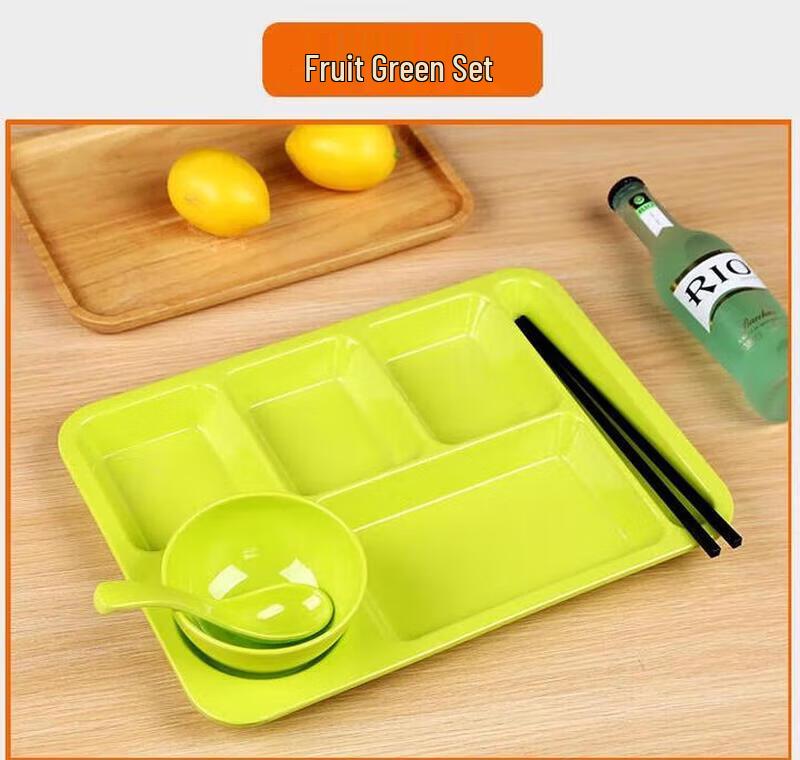ZLIII Thickened Melamine Rectangular 6-Compartment Divided Dining Tray