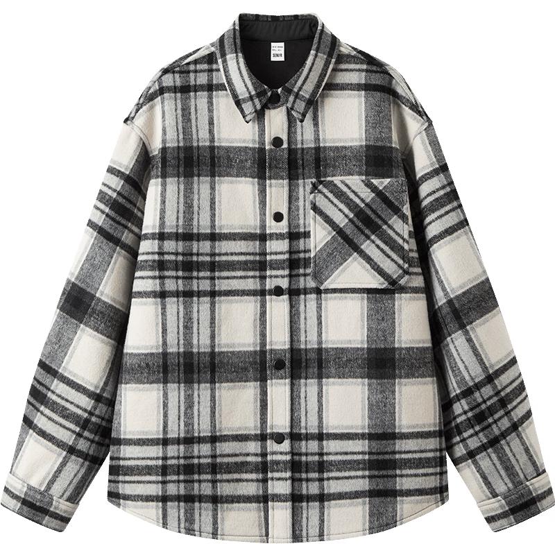 

Мужская ретро клетчатая куртка-рубашка из смесовой шерсти Semir L