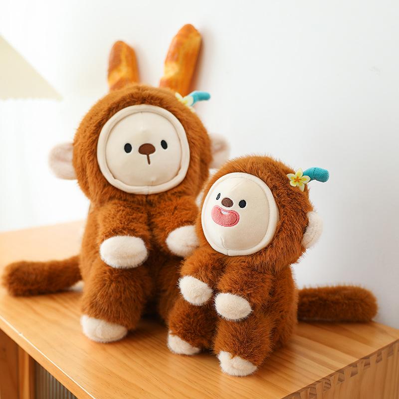 New Internet celebrity face-changing monkey plush doll cute expression little monkey doll big throw pillow child hug sleeping doll