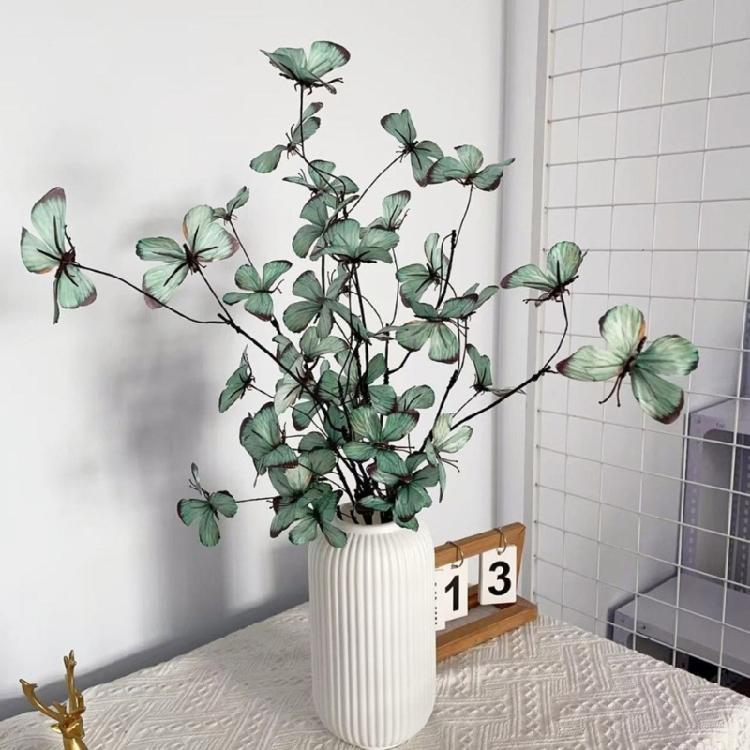 2pcs Faux Dried Branch Decoration Silk Butterfly Blooms Indoor Party Supplies Flower Displays Set Safe to Child