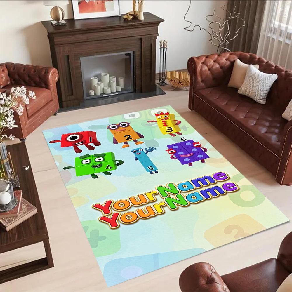 Tappeto Design Personalizzabile con Testo Numberblocks per Stanza del Dormitorio, Sale Giochi, Soggiorni, Balcone, Tappeto Antiscivolo, Ufficio, Arredamento Casa