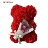 Multicolors Artificial Flower with/without LED Strip Girlfriend Birthday Gift Eternal Rose Bear 15*15*22cm