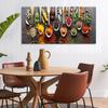 Kitchen Themed Wall Art Decor Colorful Spice and Spoon In Table Canvas Paintings Food Cooking Ingredients Canvas Art Print Decor