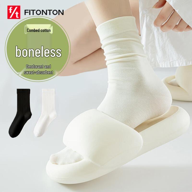 FitonTon Women s Mid-Calf Cotton Socks (6 Pairs) One Size